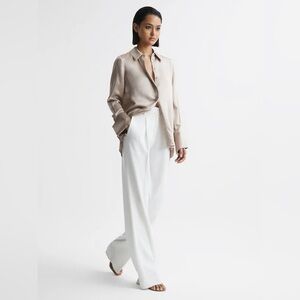 Reiss Hailey silk shirt in champagne